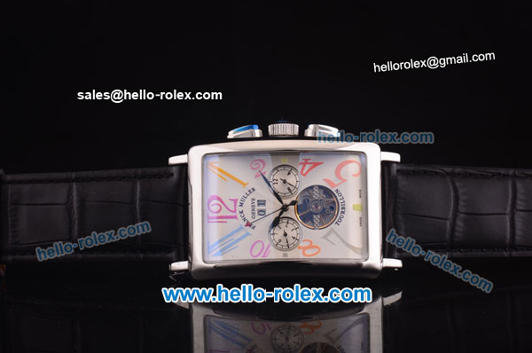 Franck Muller Long Island Tourbillon Automatic Movement Steel Case with White Dial and Colorful Numeral Markers - Click Image to Close